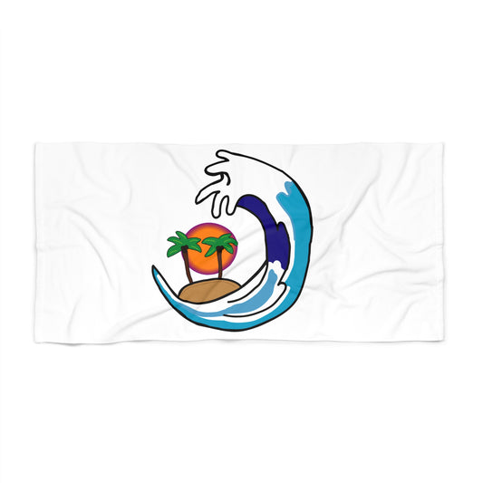Tidal Wave Surf Co. Logo Beach Towel - (White)
