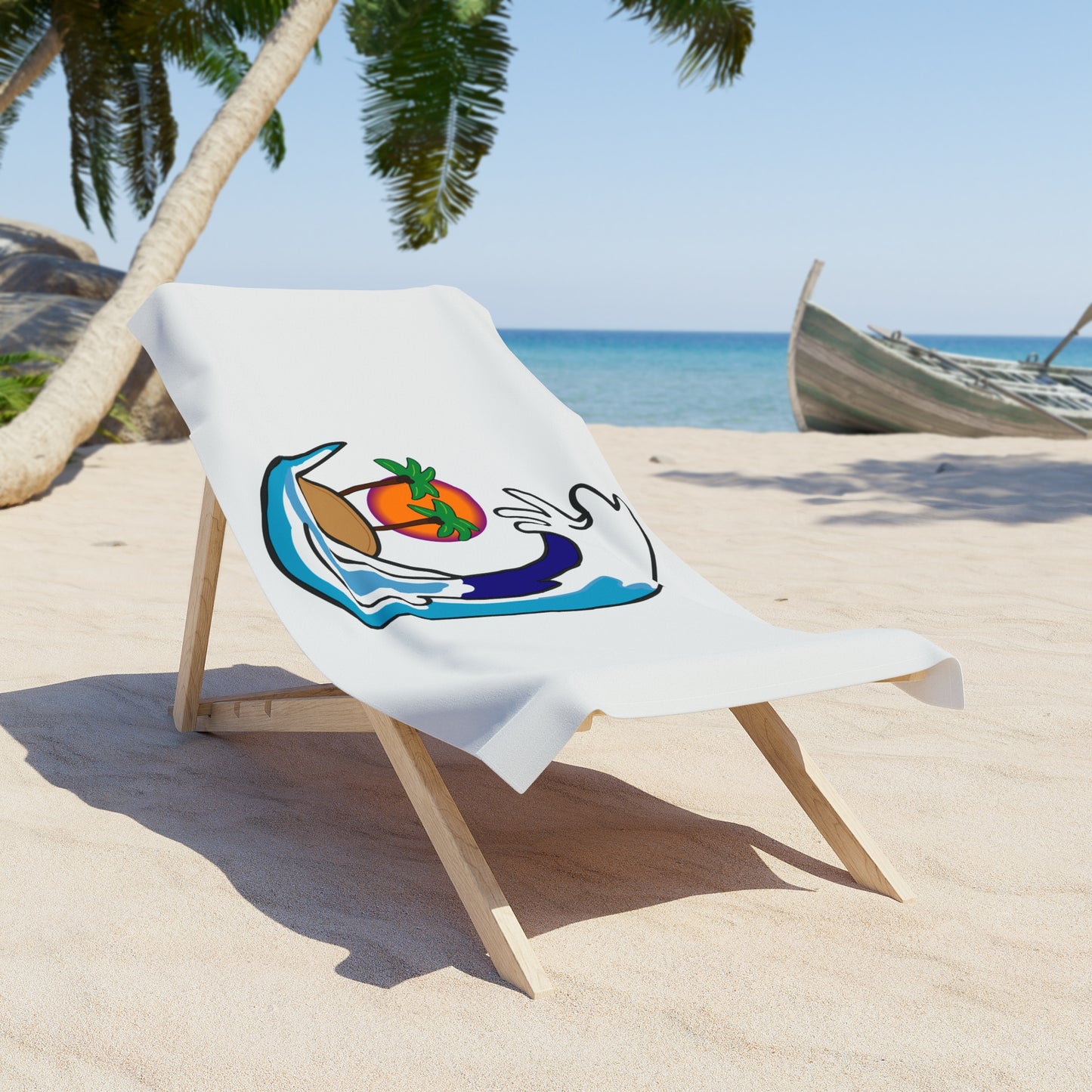 Tidal Wave Surf Co. Logo Beach Towel - (White)