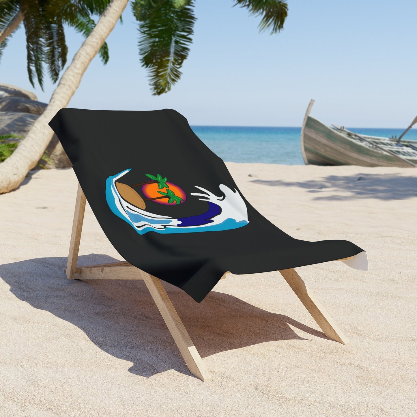 Tidal Wave Surf Co. Logo Beach Towel - (Black)