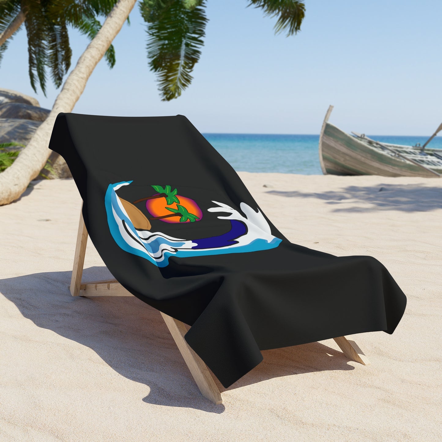 Tidal Wave Surf Co. Logo Beach Towel - (Black)