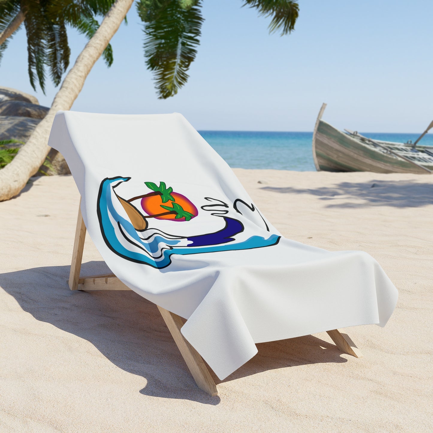 Tidal Wave Surf Co. Logo Beach Towel - (White)